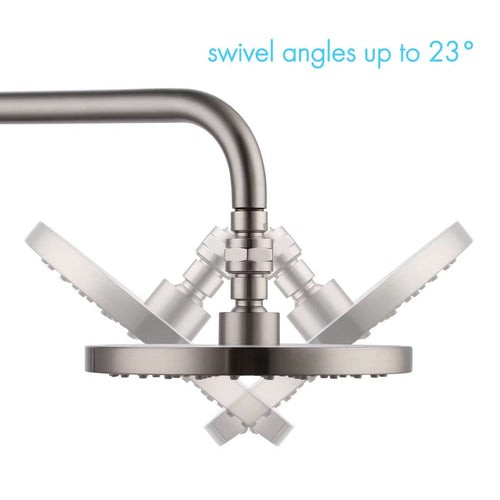 Side view showing Ngilla Flow swivel adapter connected to shower fittings